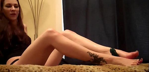  I will grip your cock with my feet and jerk it until you cum JOI